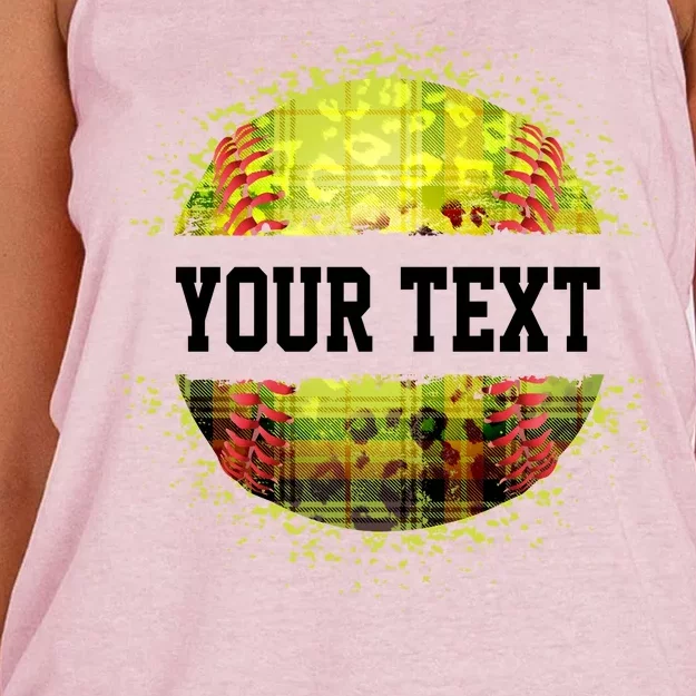 Personalized Softball Custom Name Family School Team Women's Knotted Racerback Tank