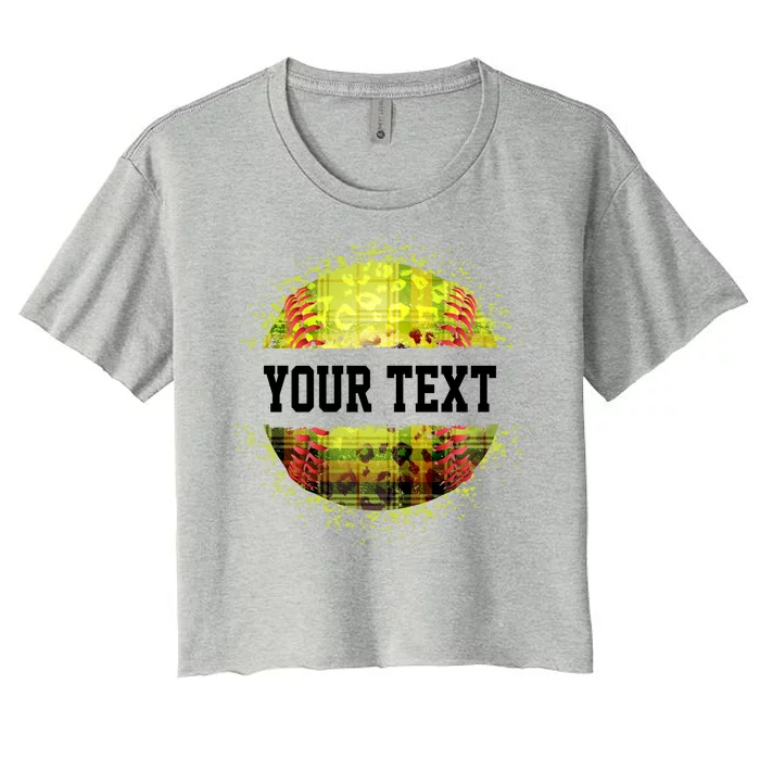 Personalized Softball Custom Name Family School Team Women's Crop Top Tee