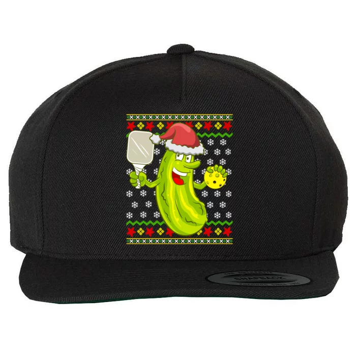 Pickleball Santa Claus Ugly Christmas Pattern Cool Gift Wool Snapback Cap