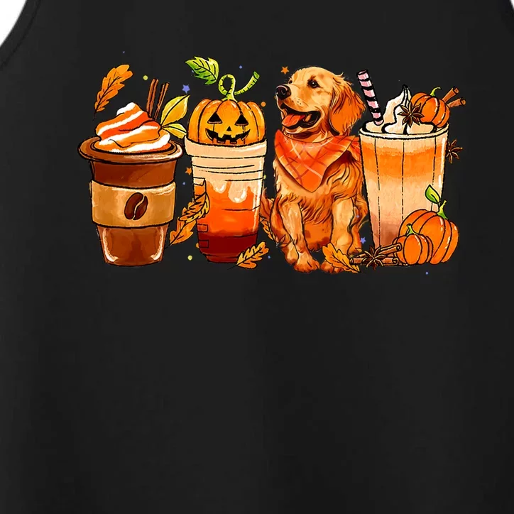 Pumpkin Spice Coffee Golden Retriever Dog Fall Thanksgiving Performance Tank