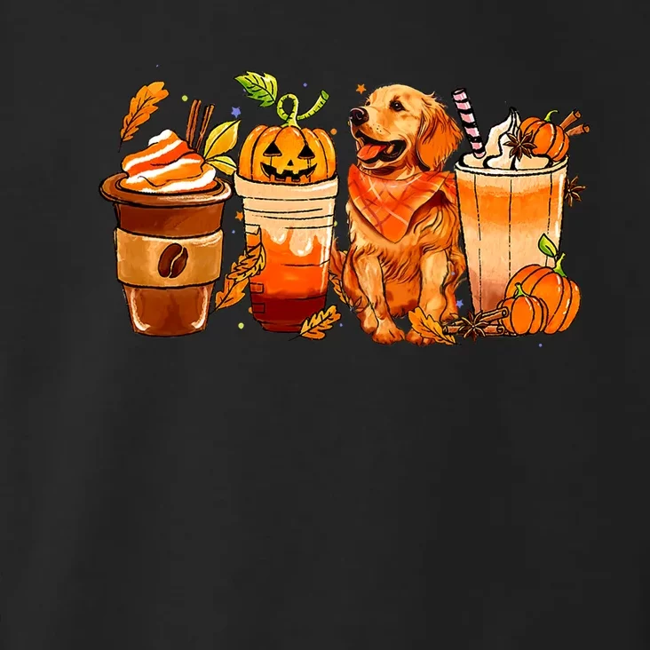 Pumpkin Spice Coffee Golden Retriever Dog Fall Thanksgiving Toddler Hoodie