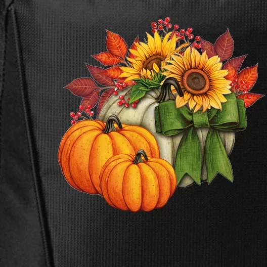 Pumpkin Sunflower Cute Floral Fall Autumn Season City Backpack