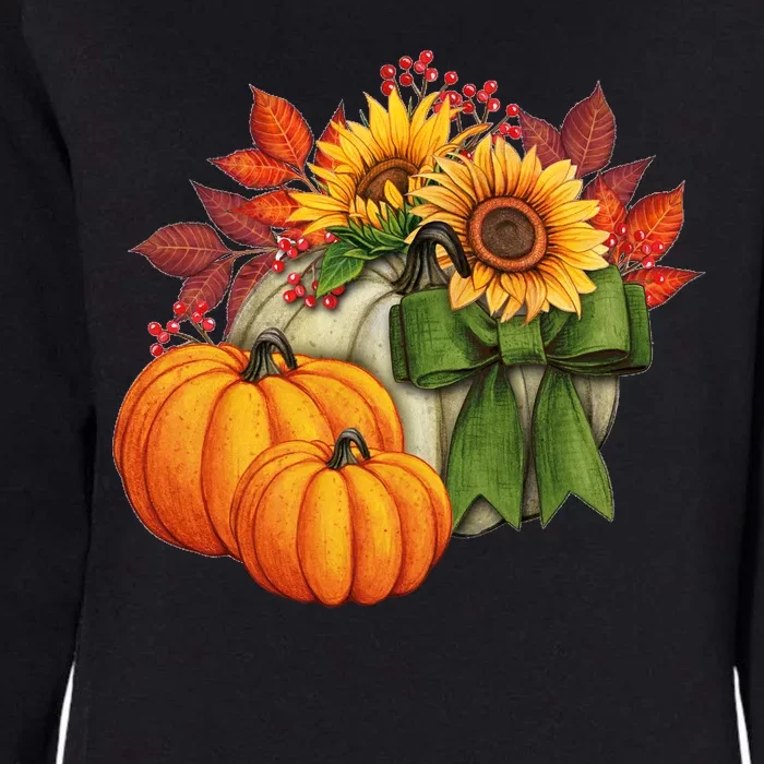 Pumpkin Sunflower Cute Floral Fall Autumn Season Womens California Wash Sweatshirt