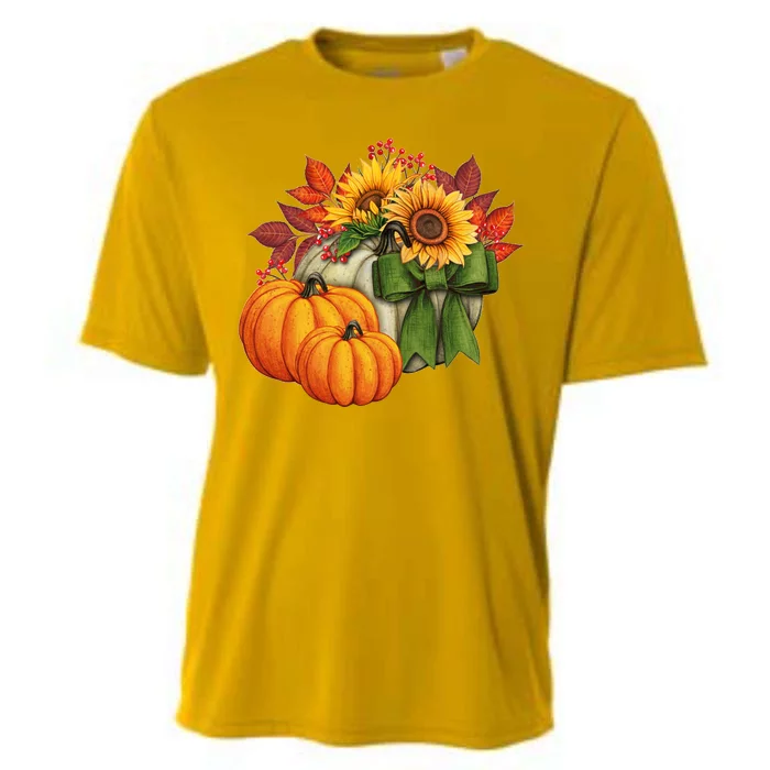 Pumpkin Sunflower Cute Floral Fall Autumn Season Cooling Performance Crew T-Shirt