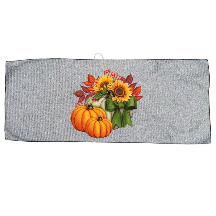 Pumpkin Sunflower Cute Floral Fall Autumn Season Large Microfiber Waffle Golf Towel