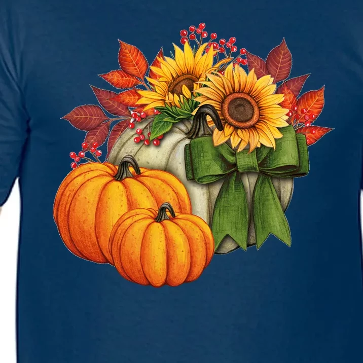 Pumpkin Sunflower Cute Floral Fall Autumn Season Comfort Colors T-Shirt