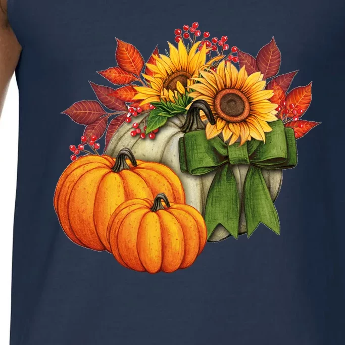 Pumpkin Sunflower Cute Floral Fall Autumn Season Comfort Colors® Tank Top