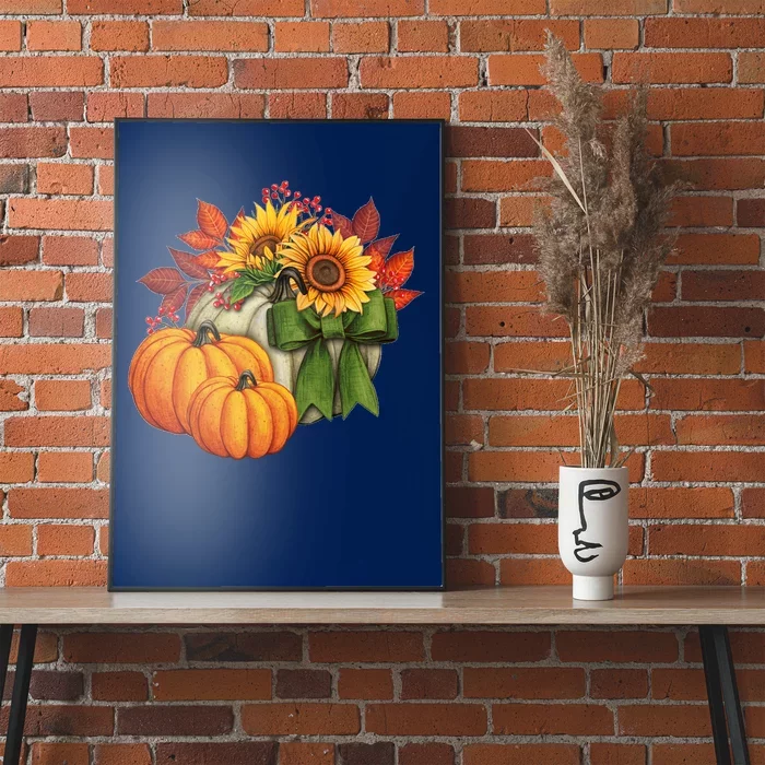 Pumpkin Sunflower Cute Floral Fall Autumn Season Poster