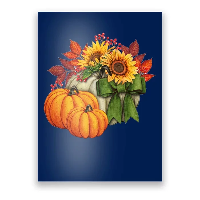 Pumpkin Sunflower Cute Floral Fall Autumn Season Poster