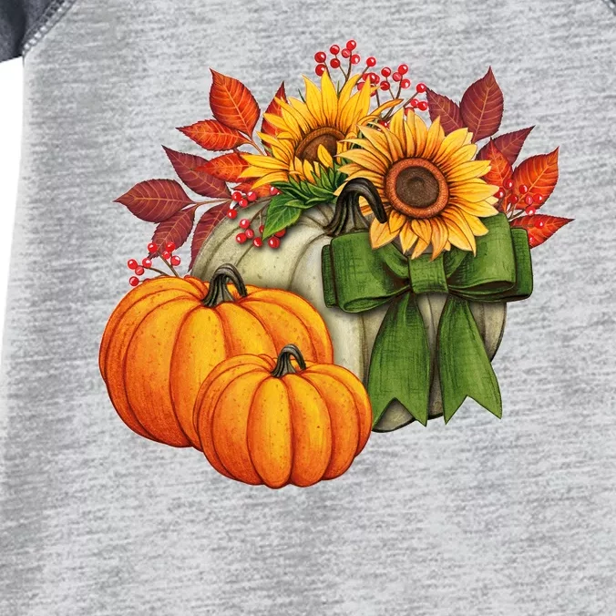 Pumpkin Sunflower Cute Floral Fall Autumn Season Infant Baby Jersey Bodysuit