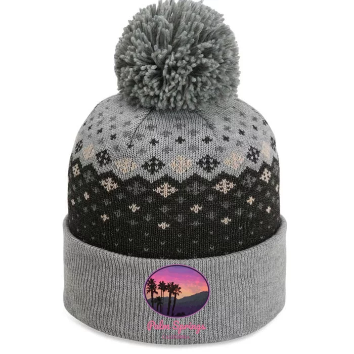 Palm Springs California Retro Vintage Style Sunset Meaningful Gift The Baniff Cuffed Pom Beanie