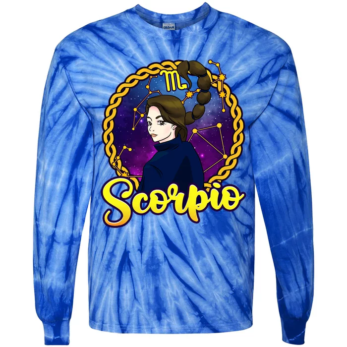 Pretty Scorpio Constellation Zodiac October November Gift Tie-Dye Long Sleeve Shirt