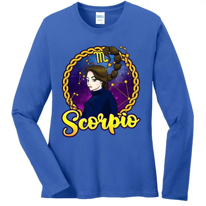 Pretty Scorpio Constellation Zodiac October November Gift Ladies Long Sleeve Shirt