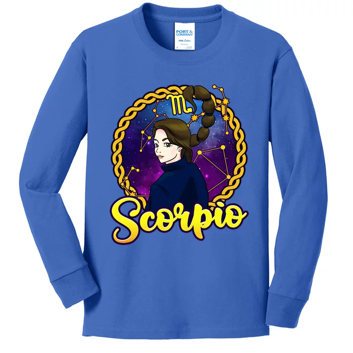 Pretty Scorpio Constellation Zodiac October November Gift Kids Long Sleeve Shirt