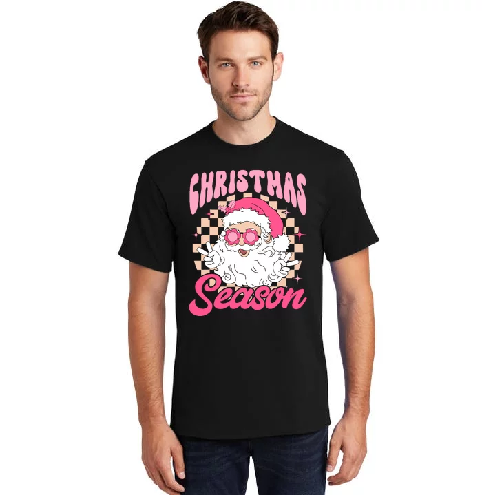 Pink Santa Claus Retro Christmas Season Pink Christmas Wo Tall T-Shirt