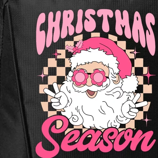 Pink Santa Claus Retro Christmas Season Pink Christmas Wo City Backpack