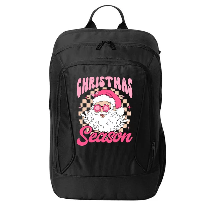 Pink Santa Claus Retro Christmas Season Pink Christmas Wo City Backpack