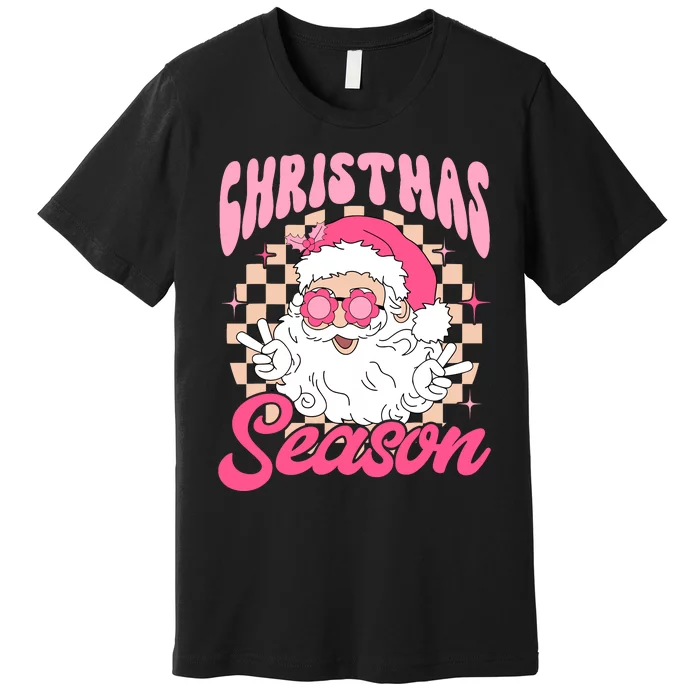 Pink Santa Claus Retro Christmas Season Pink Christmas Wo Premium T-Shirt