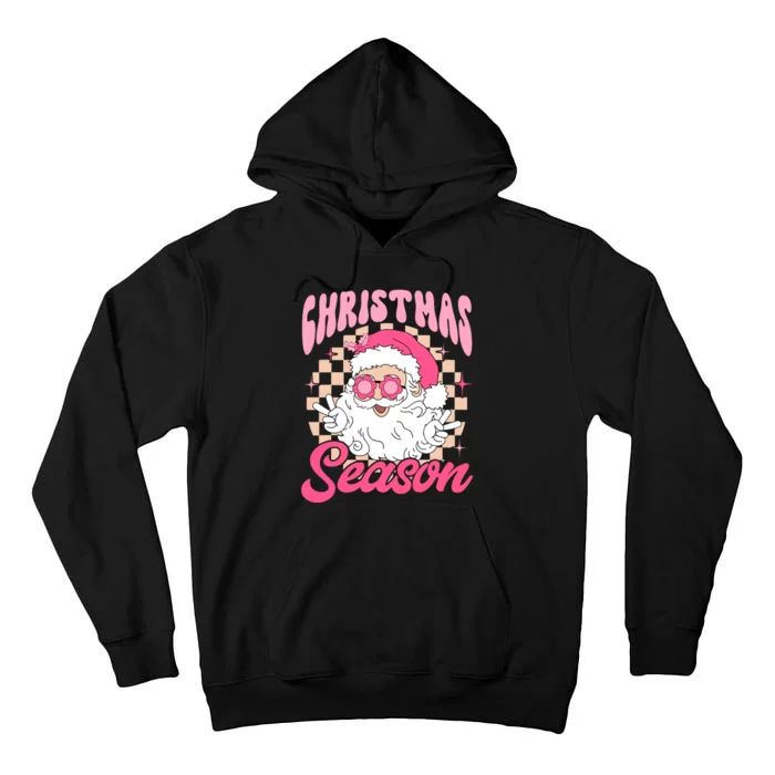 Pink Santa Claus Retro Christmas Season Pink Christmas Wo Tall Hoodie