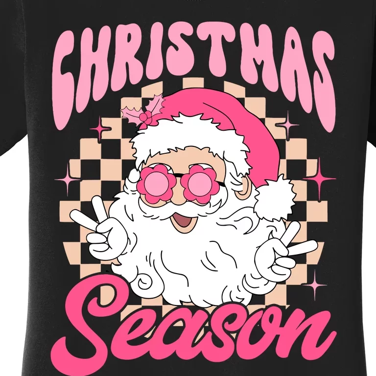 Pink Santa Claus Retro Christmas Season Pink Christmas Wo Women's T-Shirt