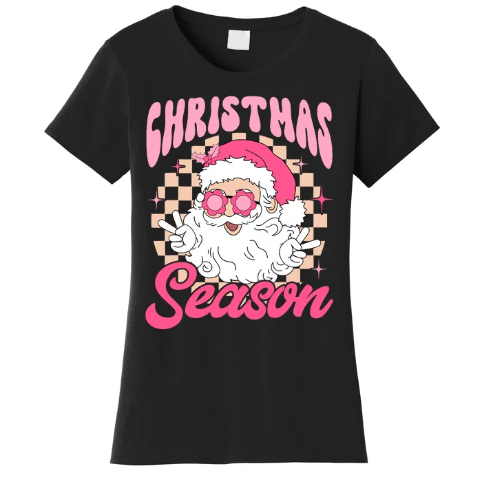 Pink Santa Claus Retro Christmas Season Pink Christmas Wo Women's T-Shirt