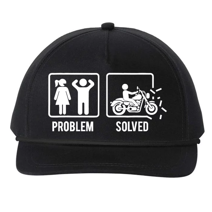 Problem Solved Couple Motorcycle Biker Rider Motorbike Snapback Five-Panel Rope Hat