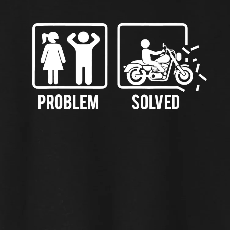 Problem Solved Couple Motorcycle Biker Rider Motorbike Women's Crop Top Tee