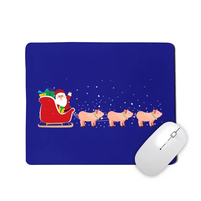 Pig Santa Christmas Sleigh Funny Pig Xmas Gift Mousepad