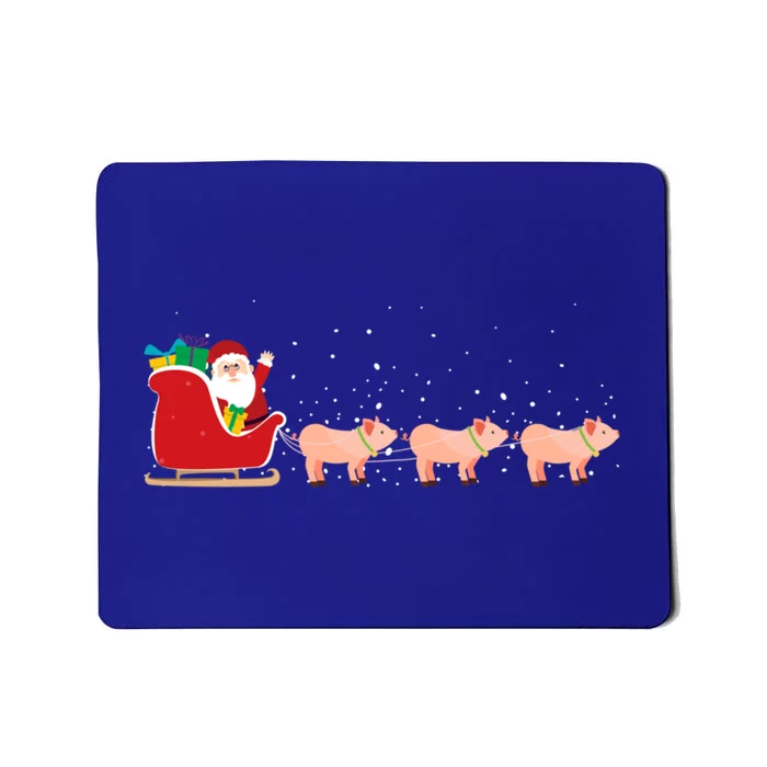 Pig Santa Christmas Sleigh Funny Pig Xmas Gift Mousepad