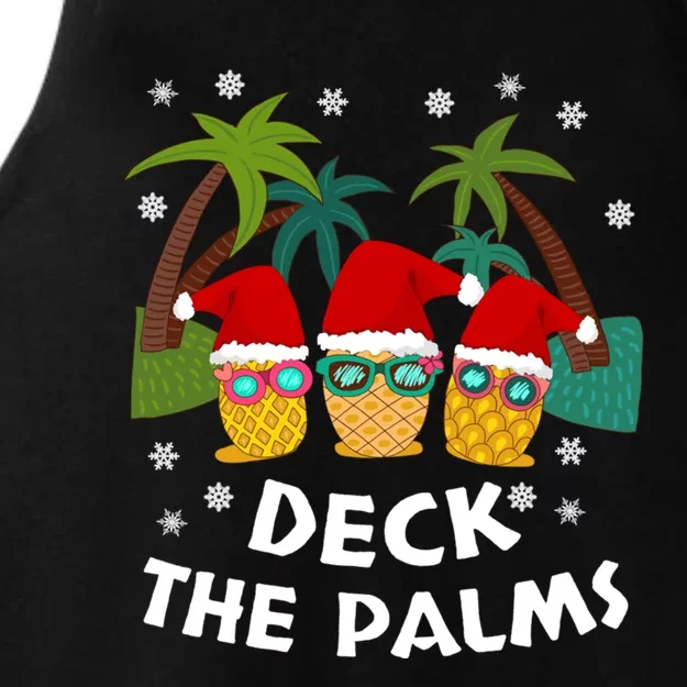 Pineapple Santa Christmas Deck The Palms Beach Christmas Gift Ladies Tri-Blend Wicking Tank