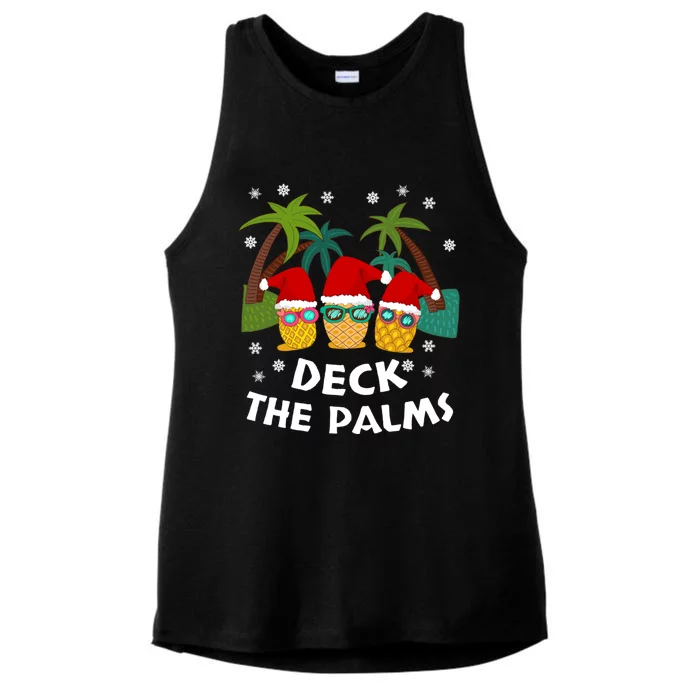 Pineapple Santa Christmas Deck The Palms Beach Christmas Gift Ladies Tri-Blend Wicking Tank