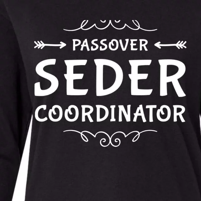 Passover Seder Coordinator Matzah Four Cups Afiko Dayenu Gift Womens Cotton Relaxed Long Sleeve T-Shirt