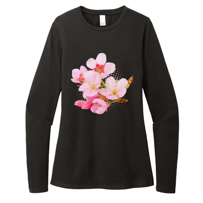 Pink Springtime Cherry Blossoms Sakura Womens CVC Long Sleeve Shirt