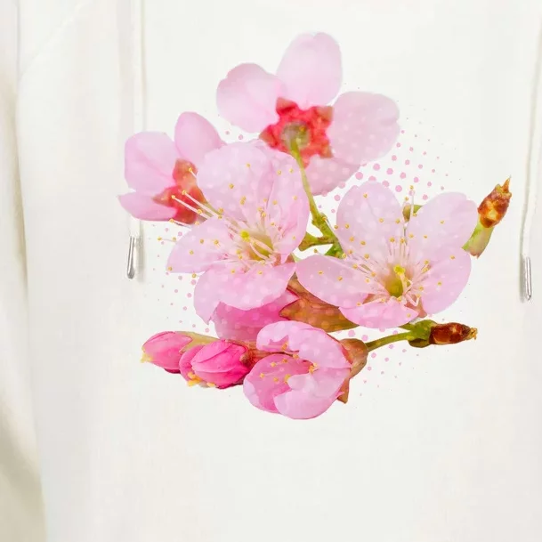 Pink Springtime Cherry Blossoms Sakura Womens Funnel Neck Pullover Hood