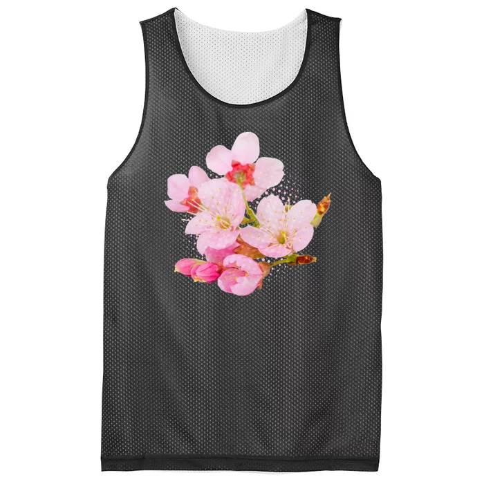 Pink Springtime Cherry Blossoms Sakura Mesh Reversible Basketball Jersey Tank