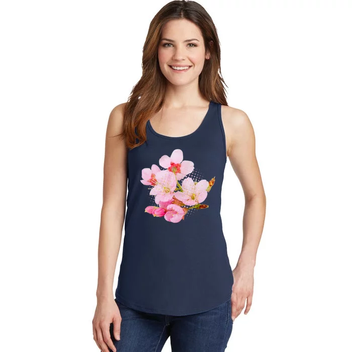 Pink Springtime Cherry Blossoms Sakura Ladies Essential Tank