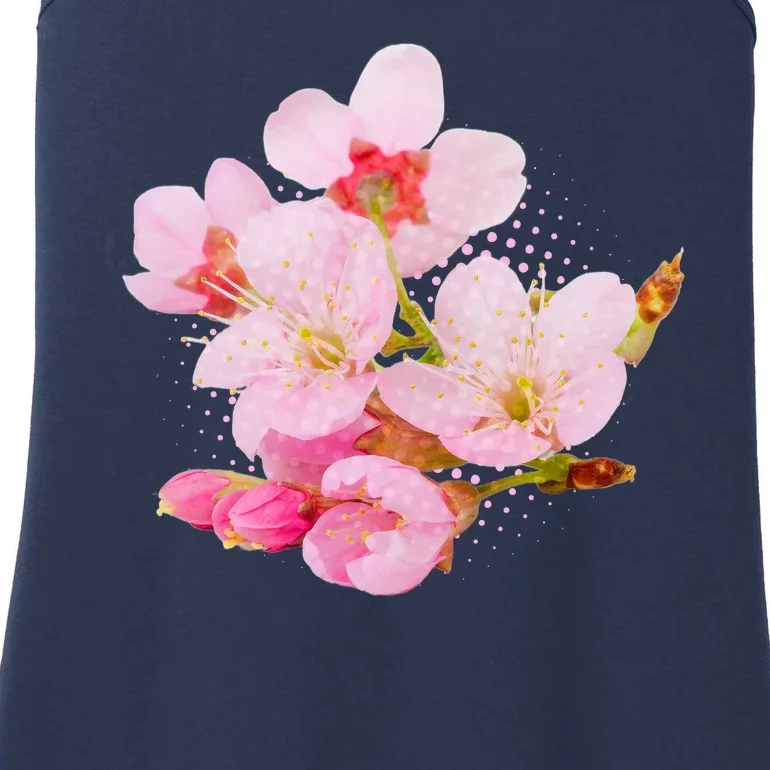 Pink Springtime Cherry Blossoms Sakura Ladies Essential Tank