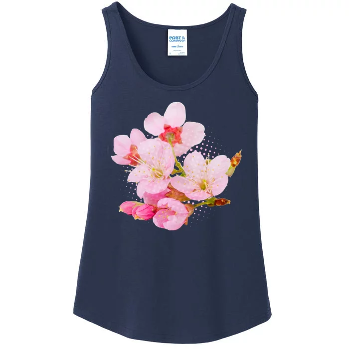 Pink Springtime Cherry Blossoms Sakura Ladies Essential Tank