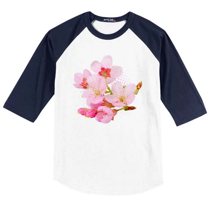 Pink Springtime Cherry Blossoms Sakura Baseball Sleeve Shirt