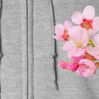 Pink Springtime Cherry Blossoms Sakura Full Zip Hoodie