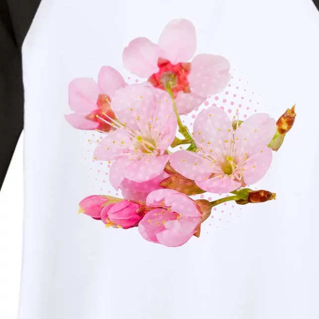 Pink Springtime Cherry Blossoms Sakura Women's Tri-Blend 3/4-Sleeve Raglan Shirt