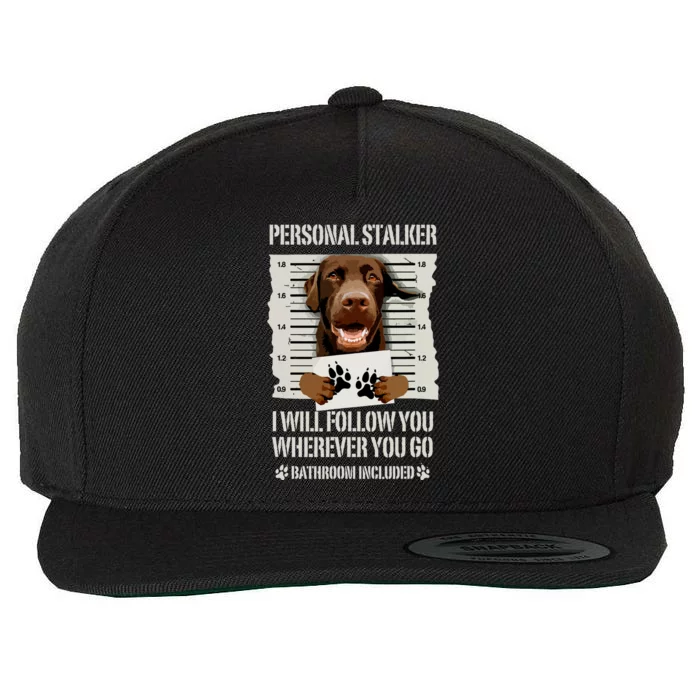 Personal Stalker Chocolate Labrador Lab Wool Snapback Cap