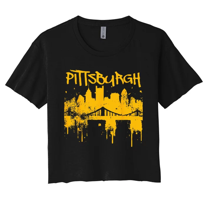 Pittsburgh Sl City Skyline Women's Crop Top Tee