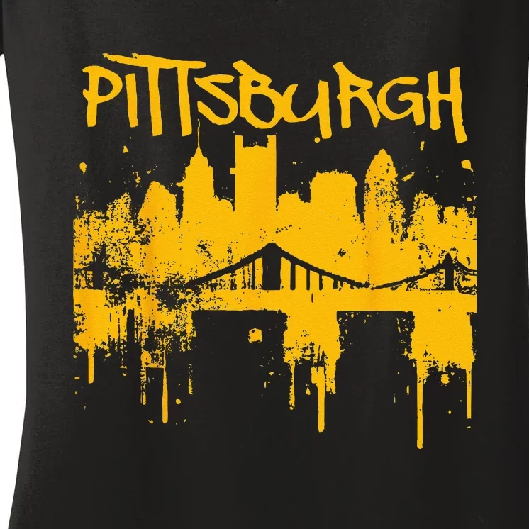 Pittsburgh Sl City Skyline Women's V-Neck T-Shirt