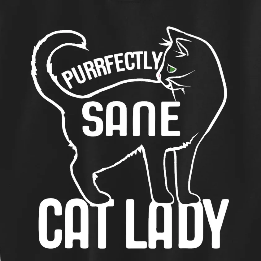 Purrfectly Sane Cat Lady Funny Kids Sweatshirt