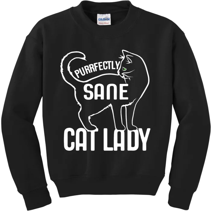 Purrfectly Sane Cat Lady Funny Kids Sweatshirt