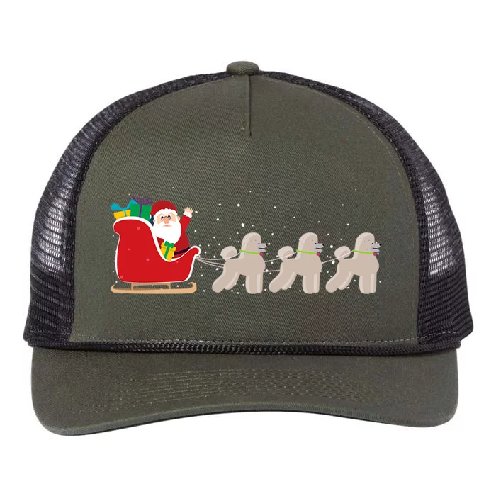 Poodle Santa Christmas Sleigh Funny Poodle Xmas Cool Gift Retro Rope Trucker Hat Cap