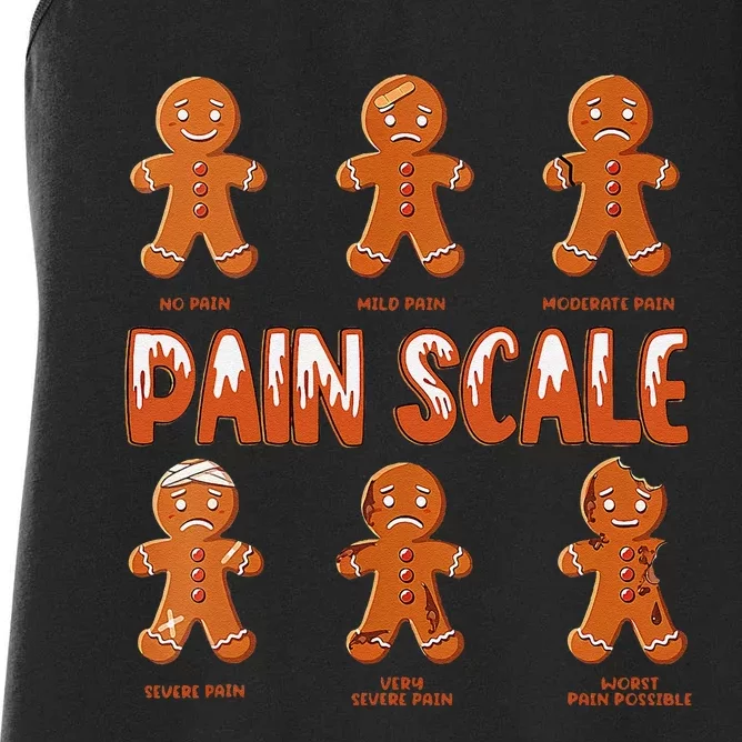 Pain Scale Christmas Nurse Gingerbread Man Pain Assessment Women's Racerback Tank