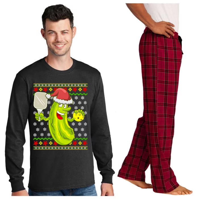 Pickleball Santa Claus Ugly Christmas Pattern Cool Gift Long Sleeve Pajama Set