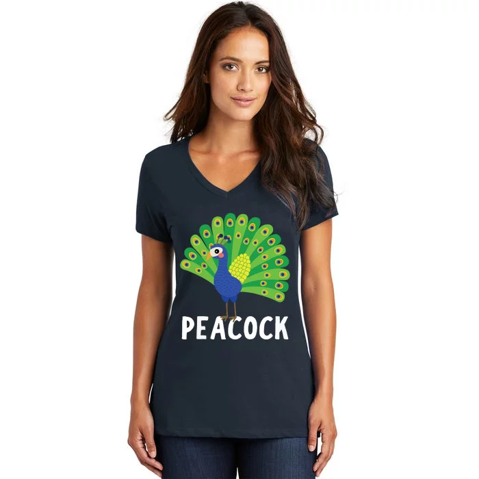 Peacock Shirts Cute Peacock Gift Women's V-Neck T-Shirt